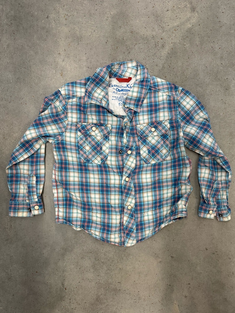 OshKosh Genuine Kids Boys Plaid Button Down Shirt Size 5T